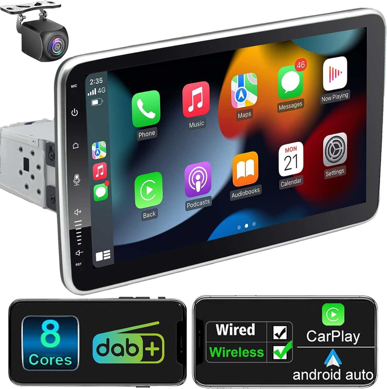 Autotelefon mit Apple CarPlay und Android Auto, 10 Zoll (GE)